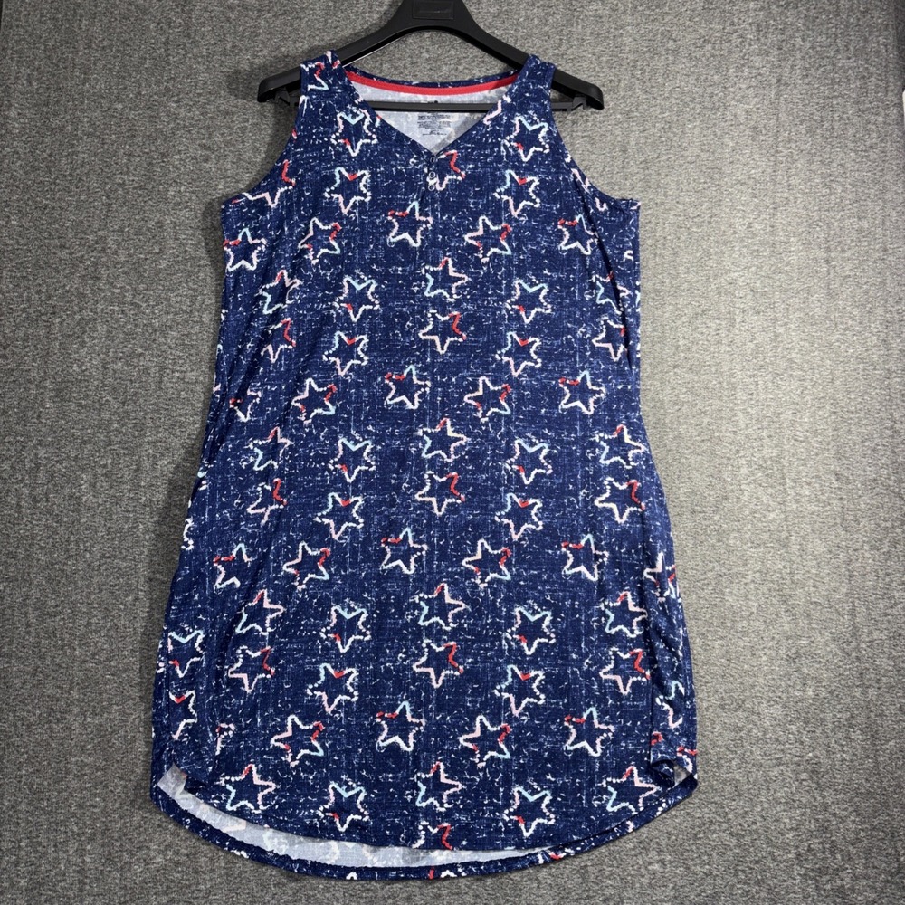 Secret Treasures XL Lounge Dress CoverUp Patriotic Americana Stars RedWhiteBlue